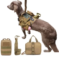 tactical dog harness bag set durable pet pocket food and water carrier for dogs outdoor personalised dog leash and collar set