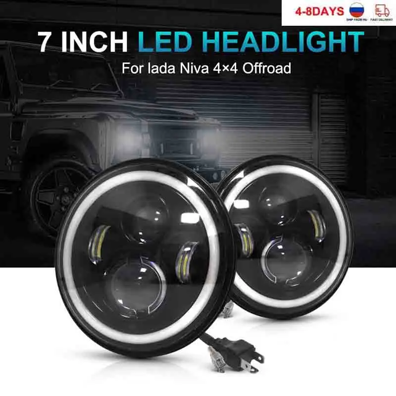 

7 Inch LED Headlight Off Road 60W Work Light 12V 24V Yellow & White for Jeep Wrangler Halo JK Headlights TJ Land Rover Harley