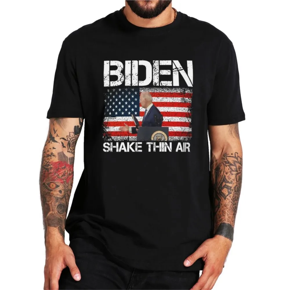 

Biden Shake Thin Air T Shirt Funny Joe Biden Confused Handshake Memes Tops Summer Soft 100% Cotton Premium T-shirt EU Size