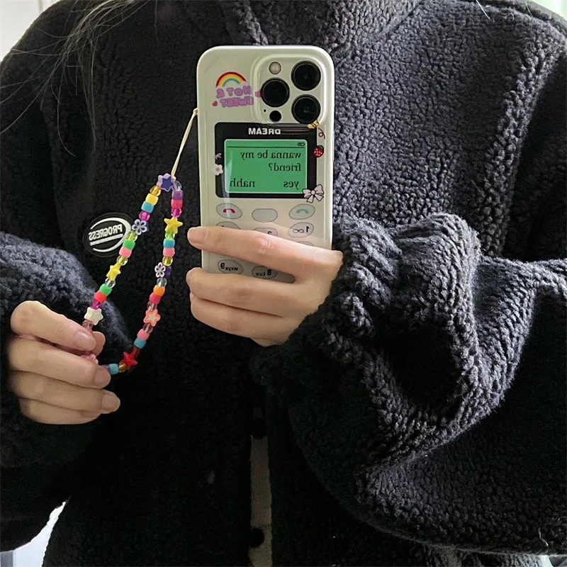

Funny Creative Cute Phone Case with Wrist Chain for iPhone 13 Pro Max/12Pro/XSMax Soft TPU Case iPhone XR Smartphone Accessories