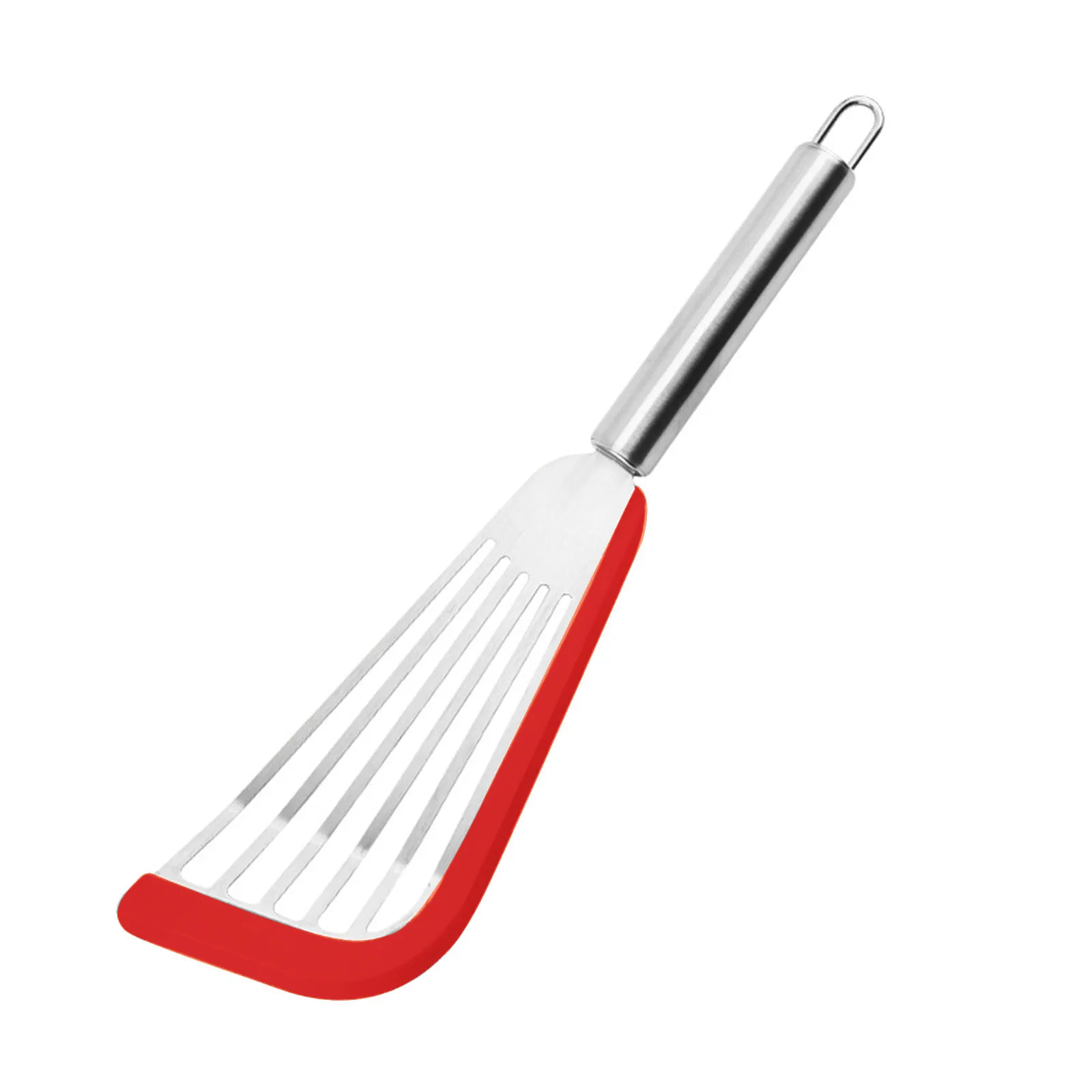 

Kitchen Stainless Steel Fish Spatula Fan-shaped Frying Shovel With Silicone Wooden Handle Kitchen Tools Non-Stick Leaky Shovel