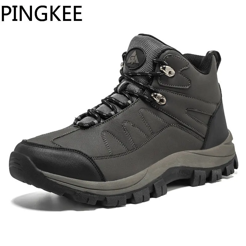 

PINGKEE Traction Grip Hiking Winter Boots Waterproof Shoes For Men Outdoor Trekking Outdorr Activities Men Sneakers Shoes Men