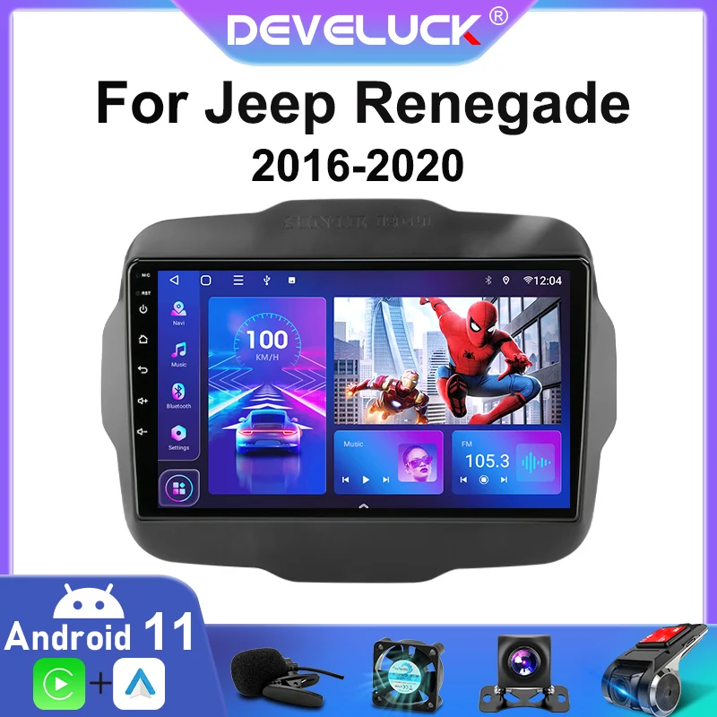 2 Din Android 11 Car Radio Multimedia Video Player For Jeep Renegade 2016 - 2020 Stereo Navigation GPS 4G Carplay Autoradio WIFI