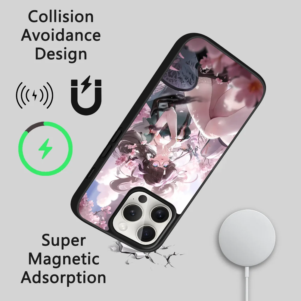 Чехол для телефона Zhezhi Wuthering Waves iPhone 16 15 14 13 12 11 Pro Max Plus Mini Magsafe Mirror беспроводной