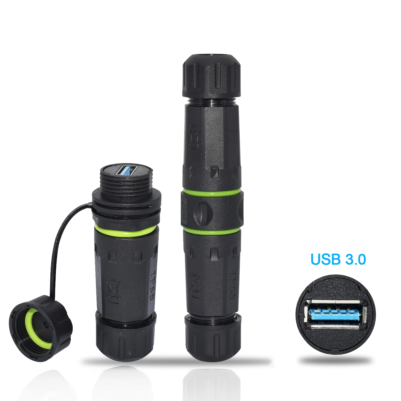 Фото Водонепроницаемый USB 3.0 разъем YXY IP68 для монтажа на панель 20 мм - Сверхпрочный порт для зарядки на открытом воздухе для морского транспорта/автодомов/промышленности №1