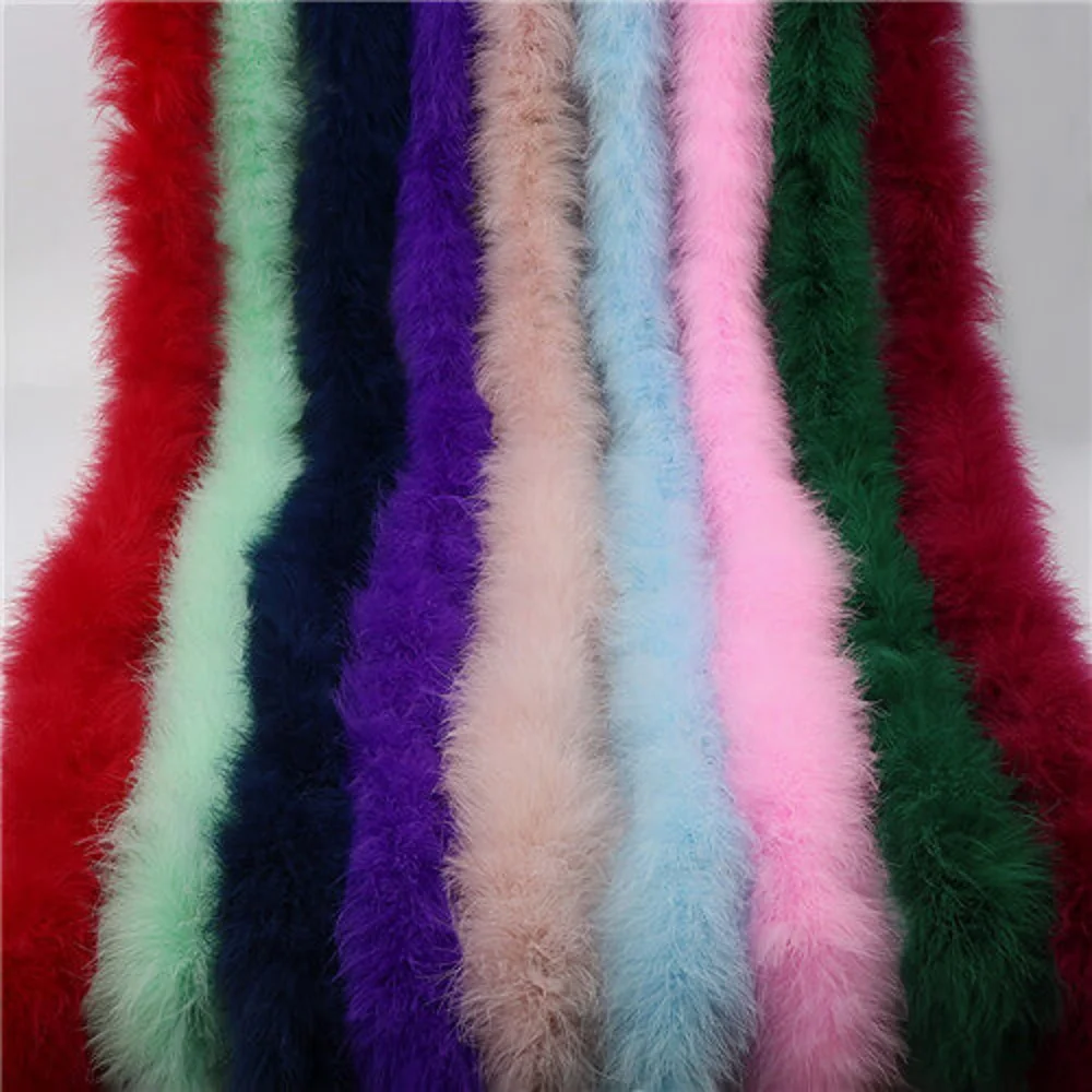 

2 Meters/Pcs Natural Turkey Marabou Feather Boa Fashion Soft Fluffy Real Dyed Colorful Stage Party Skirt Decoration 50 Gram