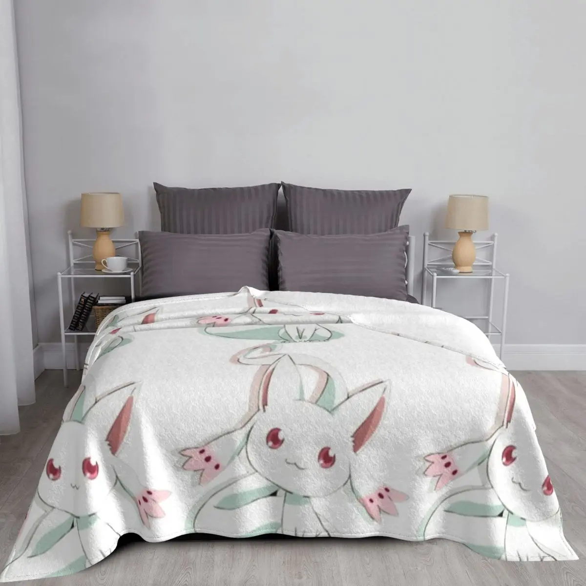 Одеяло Kyubey Puella Magi Madoka Magica флисовое текстильное декоративное мультяшное легкое