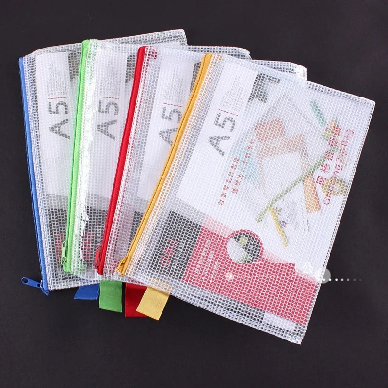 5 Pcs/lot Creative PVC Transparent Grinding Zipper Bag Student Stationery A5 Filing Business Documents School Office Supplies