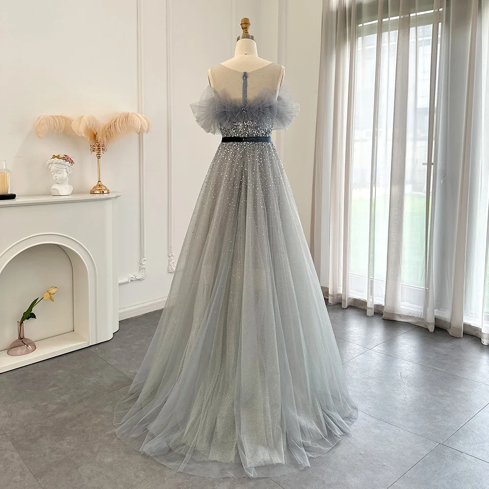 Jancember Fashion Shining Ball Gown Evening Dresses 2023 Elegant Backless Crystal Formal Party Wear For Women SCZ002