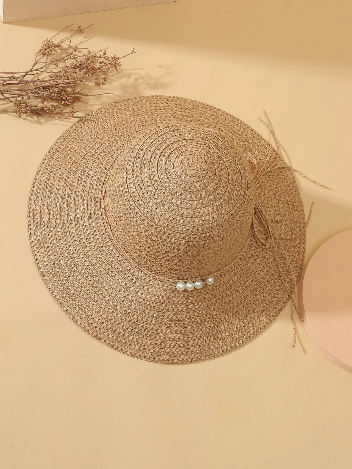 

Hats gorras sombreros capsFaux Pearl Decor Straw Hat