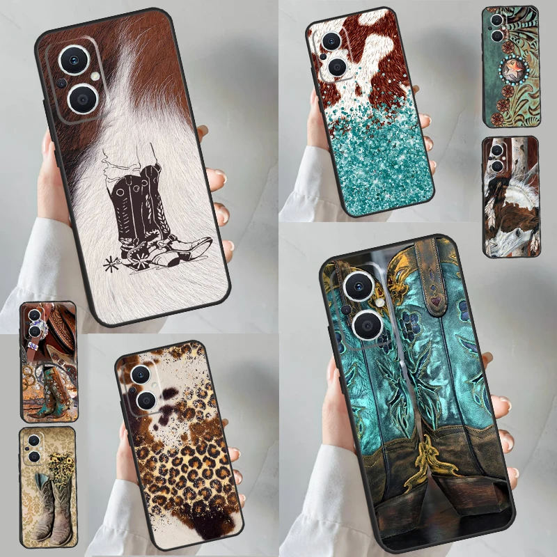 Ковбойские ботинки для OPPO Reno 11 F 10 Pro 4 5 6 7 8 Lite 4Z 5Z 8T Find X6 X5 X2 X3 Neo чехол
