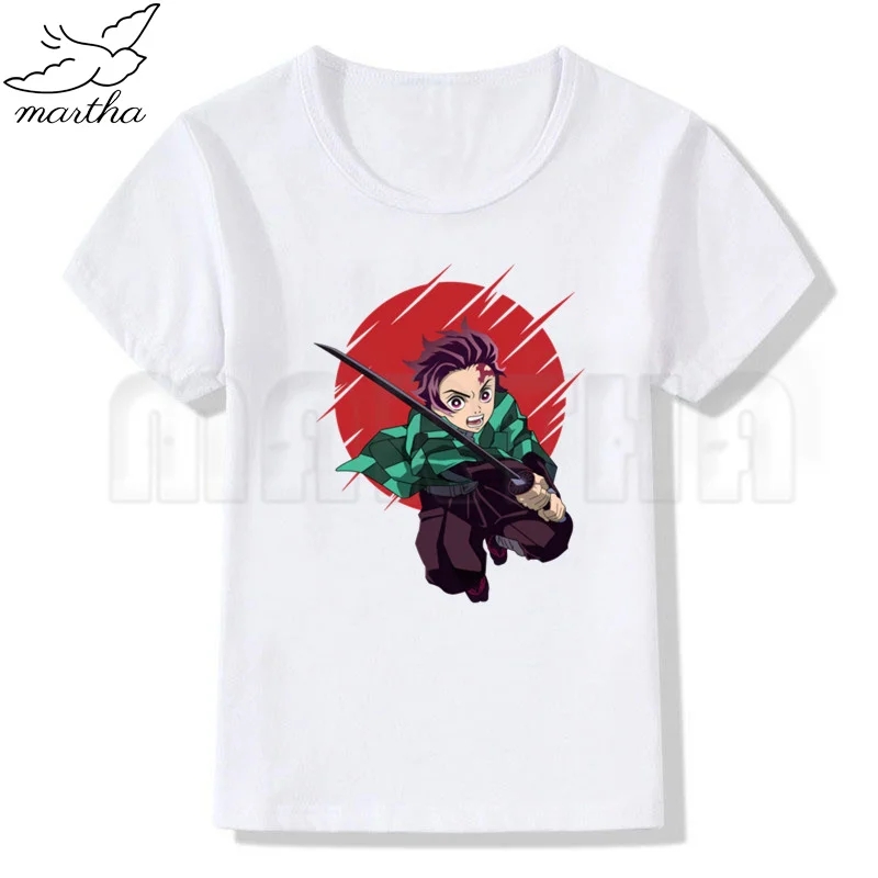 Kimetsu No Yaiba Boys Cartoon Print T-Shirt Designer Children Tee Short Sleeved Kids White Clothes,Drop Ship