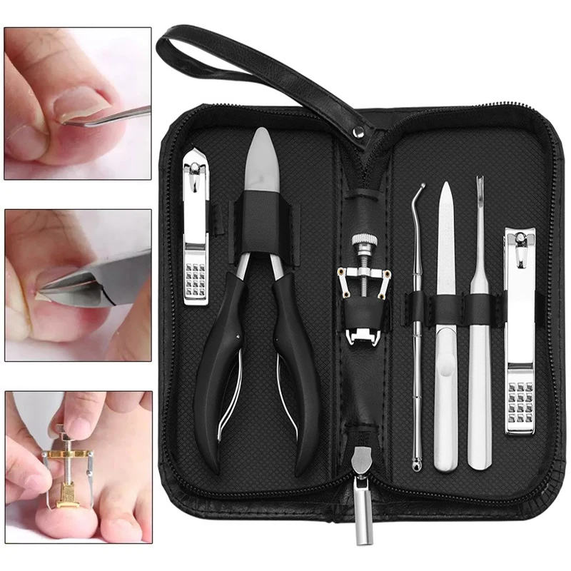 

7PCS Ingrown Toenail Tools Kit Nail Treatment Pedicure Tools Ingrown Toenail Removal Correction Clippers for Foot Care