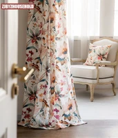 retro french romantic flowers and plants thickened cotton and linen digital printing bedroom living room curtains blackout