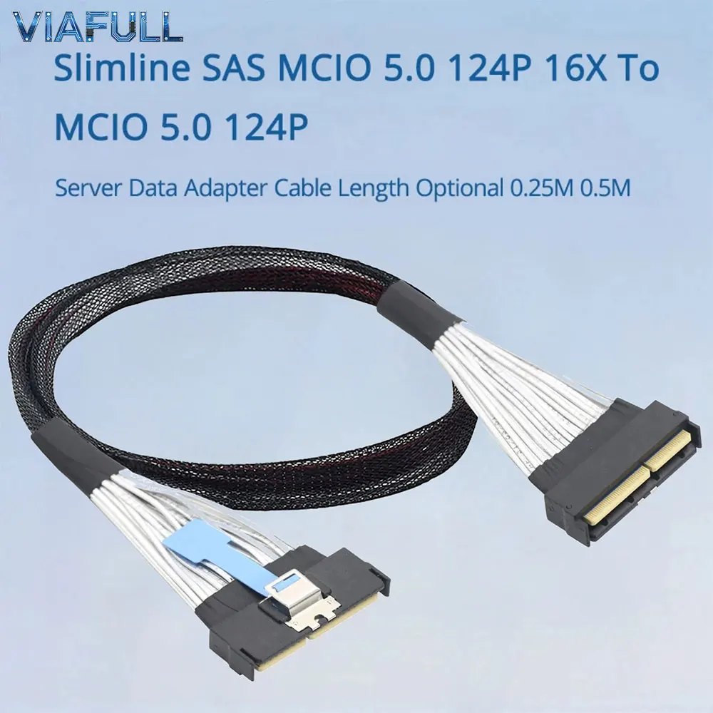 Фото Внутренний кабель MCIO 124P 16X Gen5, 0,25 м 0,5 м, для серверной задней панели NVMe, HBA к SSD с высокой пропускной способностью №1