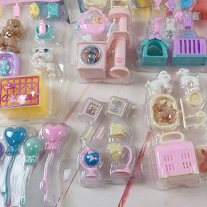 

1set Simulation Princess Doll Accessories Plastic Kitten Puppy Zoo Cat Dog With Cat Dog Cage Animal Washing Dolls Pet Set