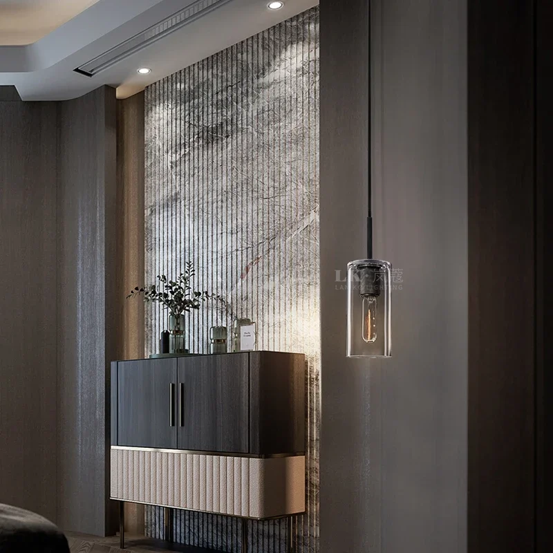 Простая американская ретро креативная длинная стеклянная люстра для ресторана