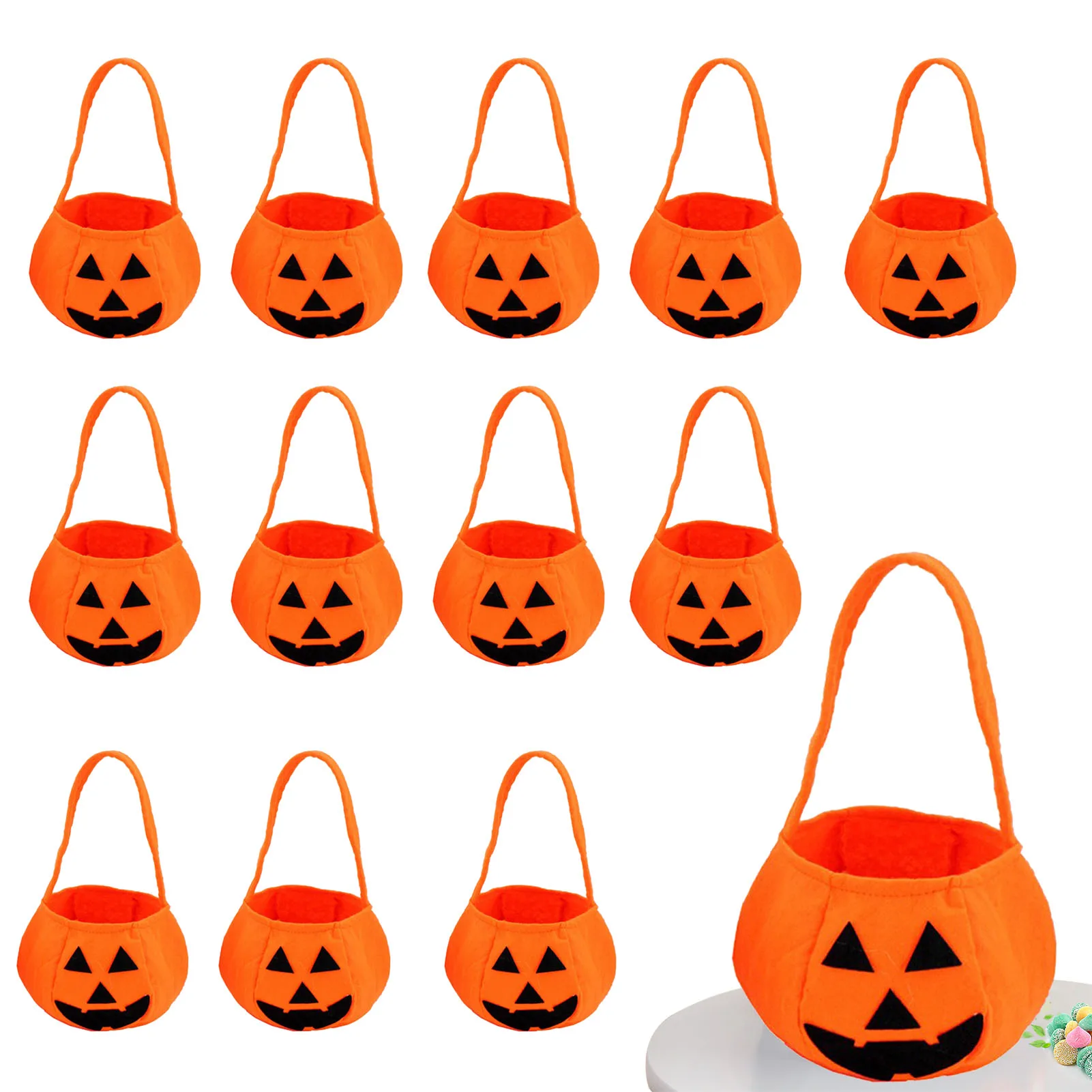 Halloween Tote Bag 12pcs Halloween Pumpkin Treat Candy Bags Bulk Non Woven Trick Or Treat Bucket Party Favor Gift Bag Halloween