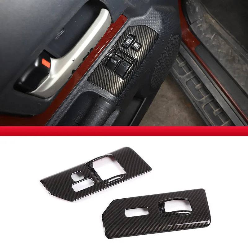 Для Toyota FJ Cruiser 2007-2021 ABS матовые черные/углеродное волокно/красные декоративные защитные наклейки на переключатель окон автомобиля автомобильные аксессуары