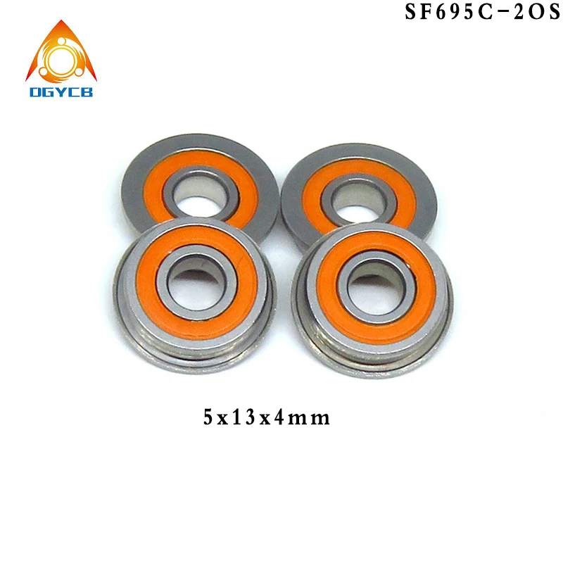 1pcs SF695 2RS 5x13x4 mm ABEC7 Stainless Steel Flange Hybrid Si3N4 Ceramic Ball Bearings 695 S695 F695 SF695C RS 2RS Flanged