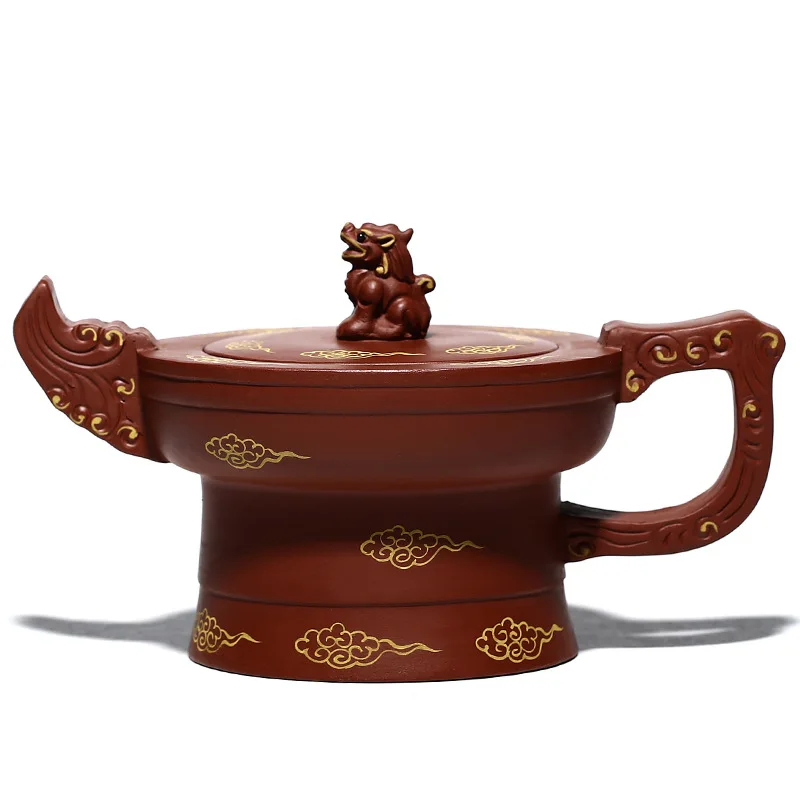 Пурпурный Глиняный Чайник Wolong Xiangyun, обычная цементная руда, знаменитый чистый чайник ручной работы, набор для домашнего использования, стандартный чайный набор