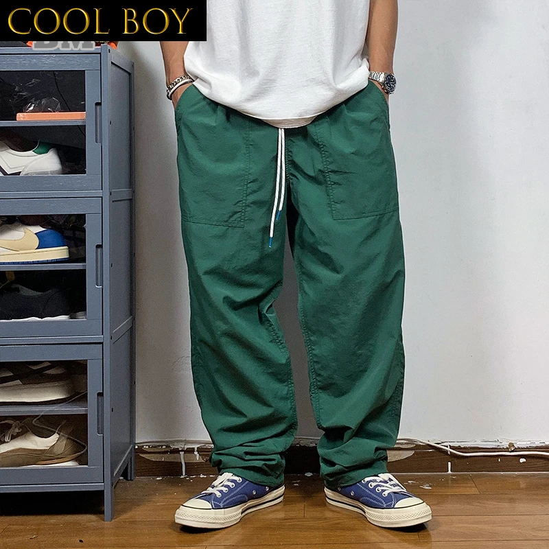 J BOYS Boutique Summer Japanese Streetwear Loose Trendy Straight Cargo Pants Men Clothing Outdoor Thin Casual Trousers Harajuku