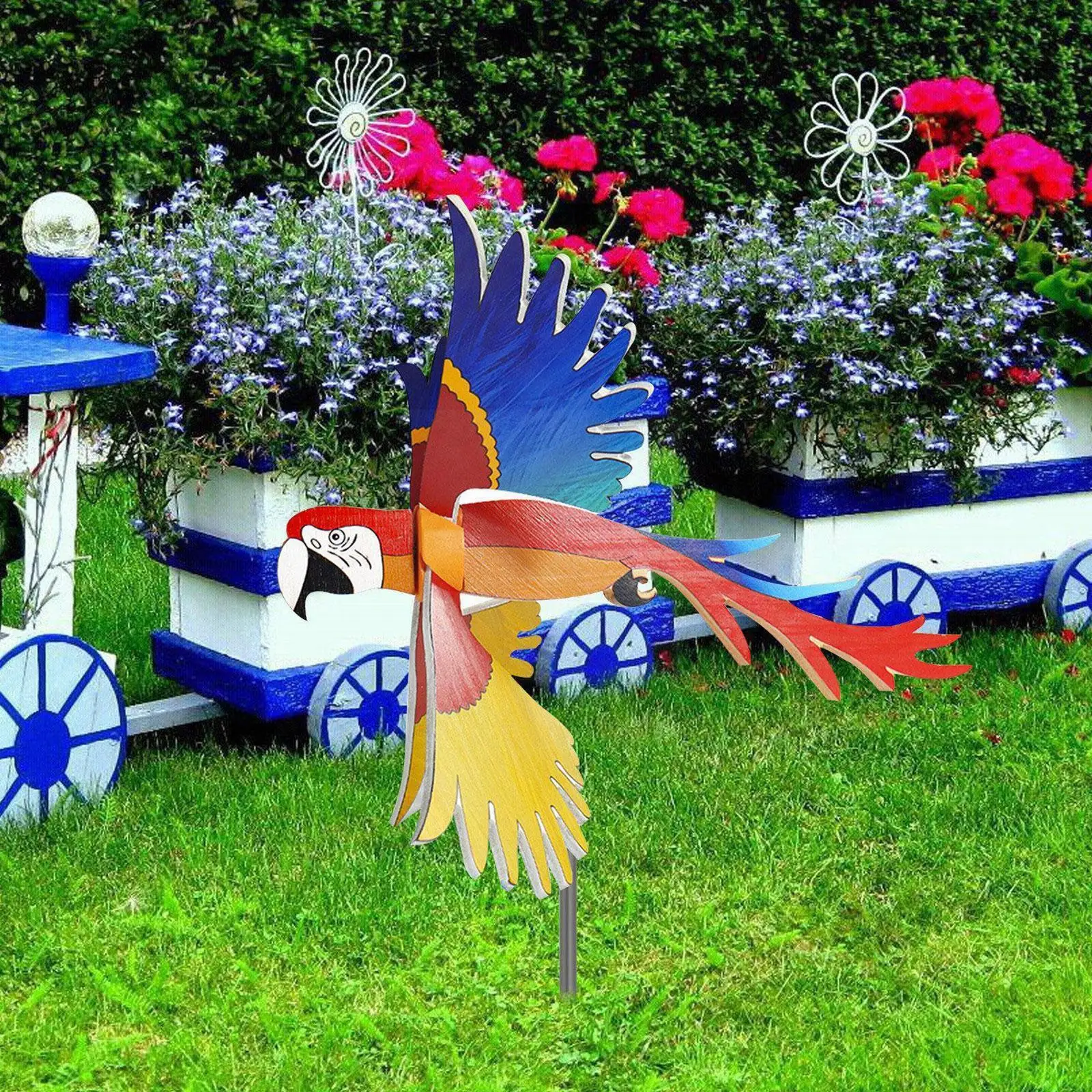 

Windmill Whirly Parrots Garden Lawn Windmill Decoration Courtyard Decoration Wind 2022 Home Decor Spinner A7S2