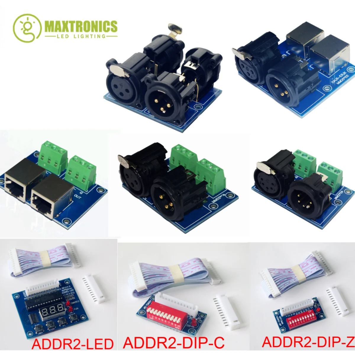 

Terminal Adapter Connector XLR to RJ45-3P/XLR3-3P/XLR5-3P/XLR5-XLR3/XLR5-XLR3/XLR3-RJ45/ADDR2-DIP-Z/ADDR2-LED For DMX Decoder