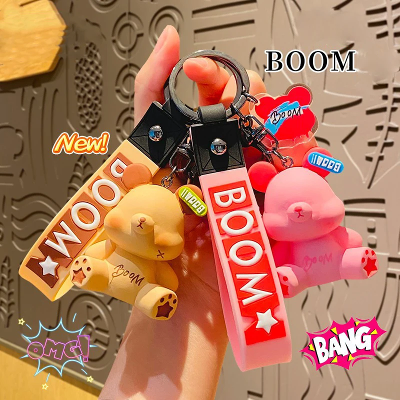 Брелок для ключей женщин милая кукла-Мишка с забавным мультяшным изображением