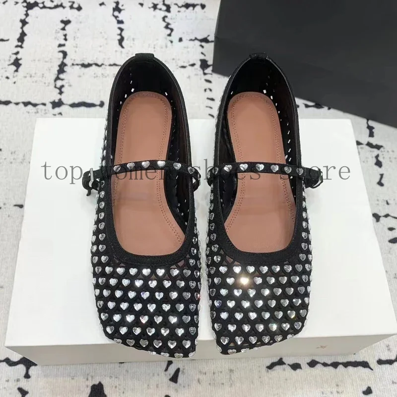 2024 летние новые модные туфли Мэри Джейн с квадратным носком и стразами удобные