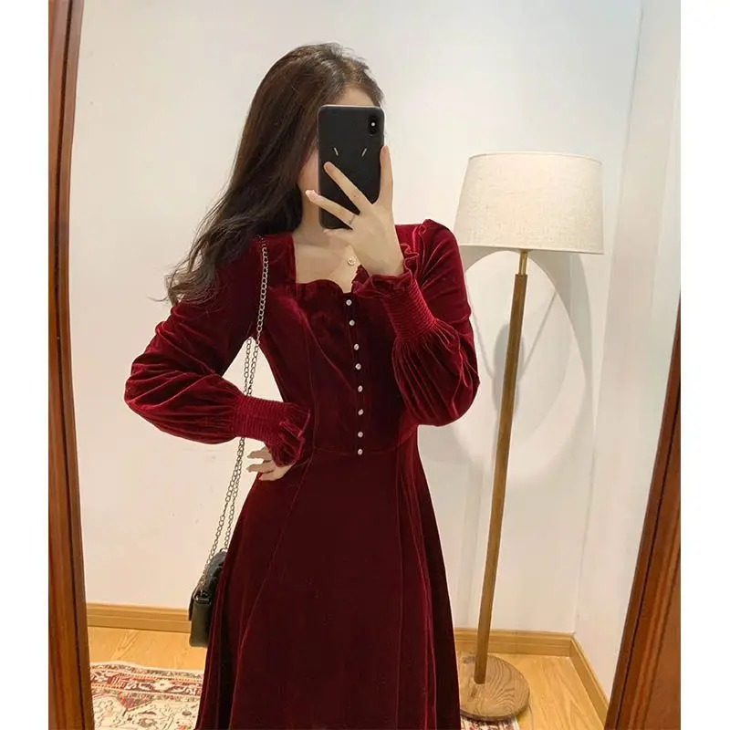 Женское винтажное платье с квадратным вырезом