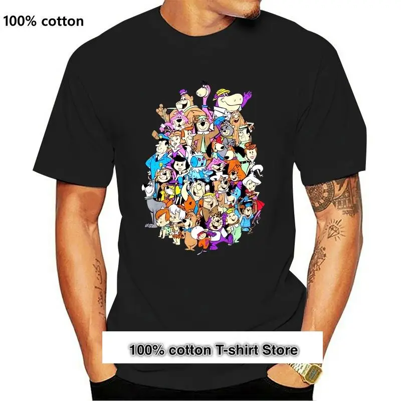 

Camiseta clásica con estampado de grupo Hanna Barbera, remera de dibujos animados Retro de carbón, Tops