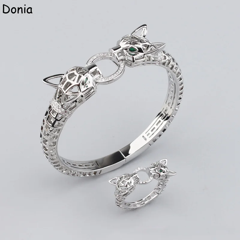 

Donia Jewelry Fashion Double-Headed Leopard Micro-Inlaid AAA Zircon Creative Ladies Bracelet Set