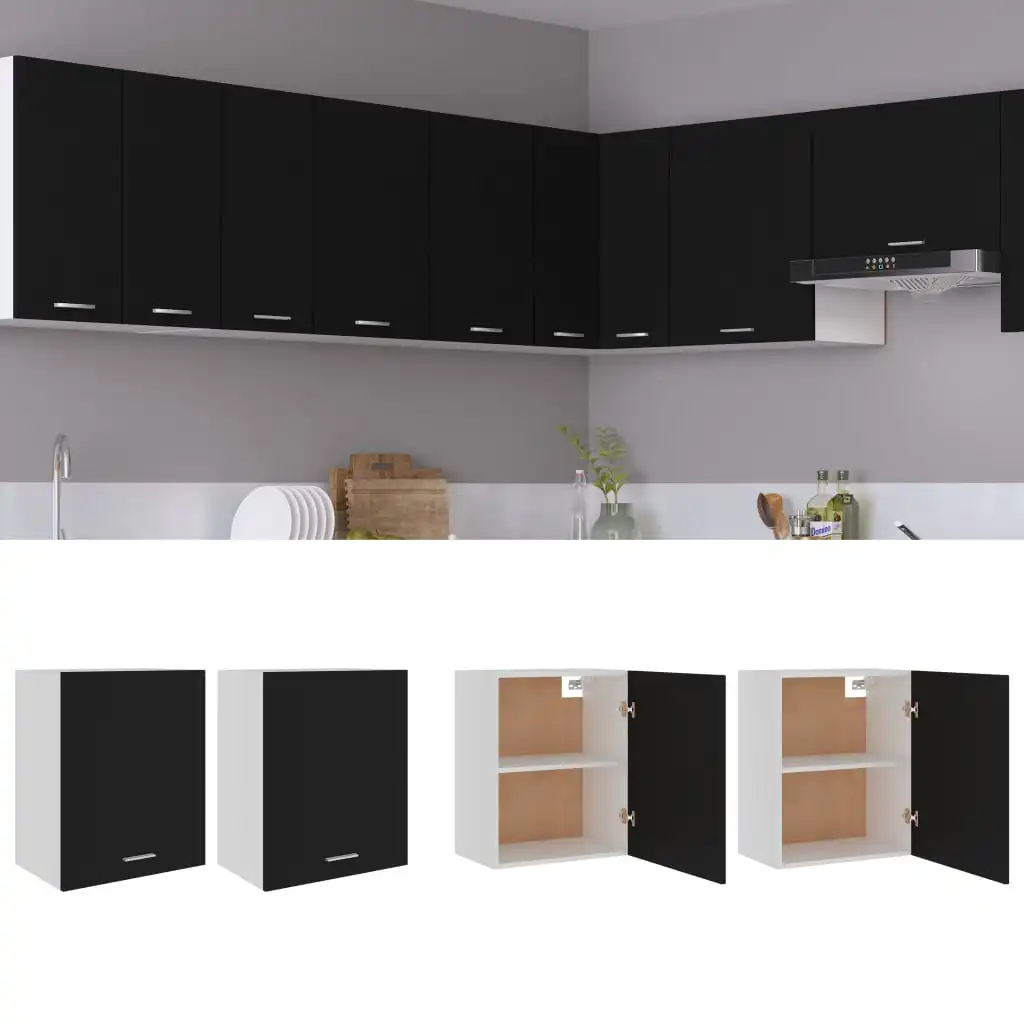 

Hanging Corner Cabinet of 2, Chipboard Console Cabinet, Kitchen Furniture Black 50x31x60 cm