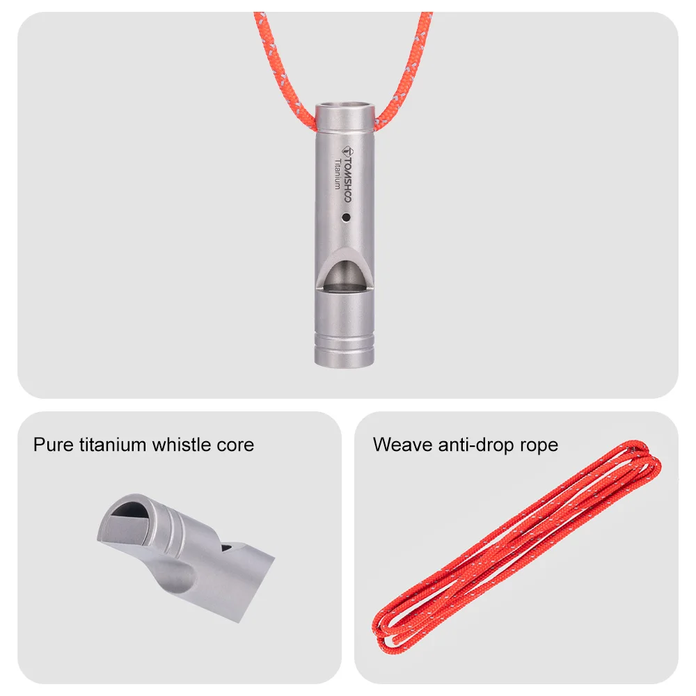 Титановый свисток TOMSHOO аварийные свистки для выживания со шнурком громкие