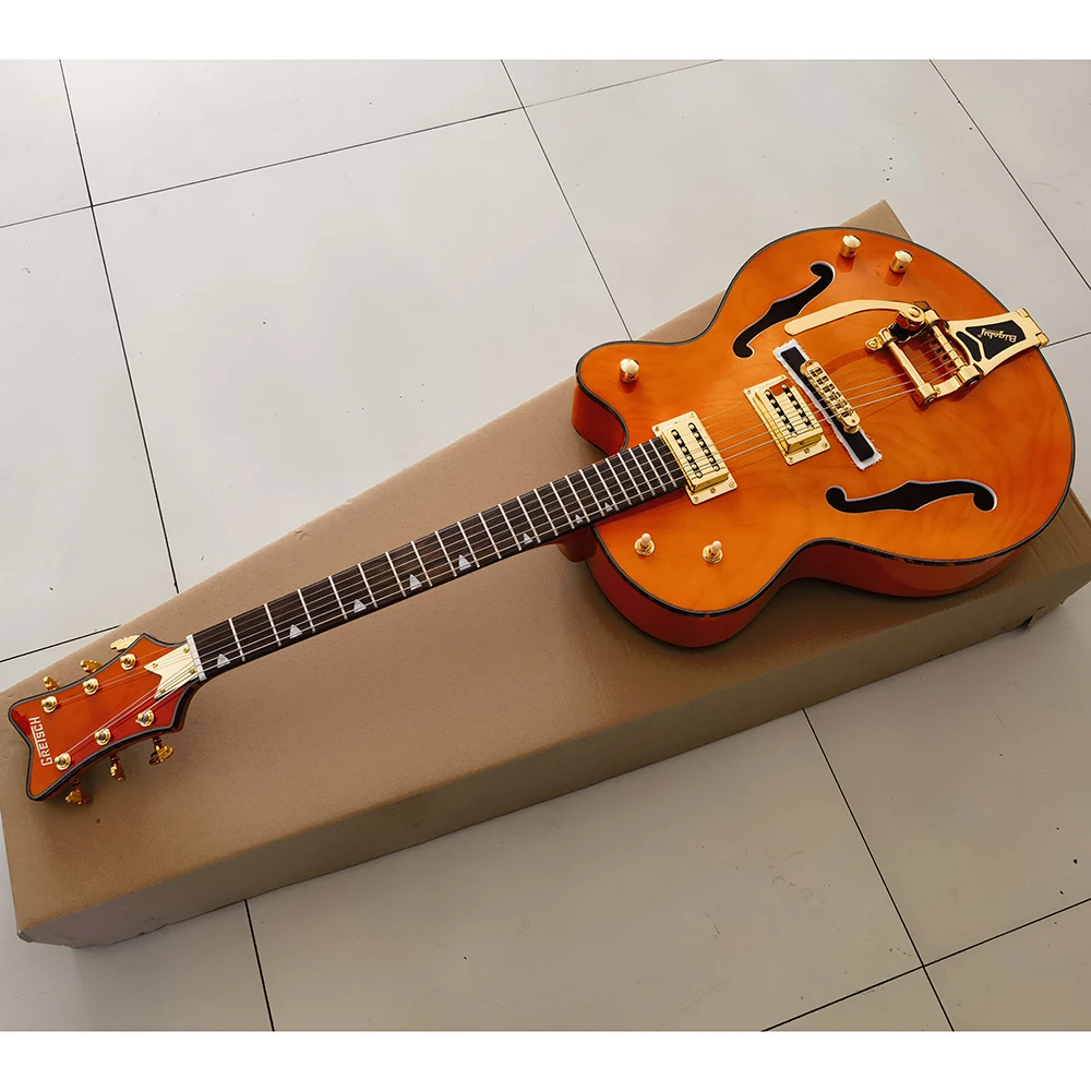 Полуполые F отверстия Jazz электрическая гитара панель из палисандра ААА края