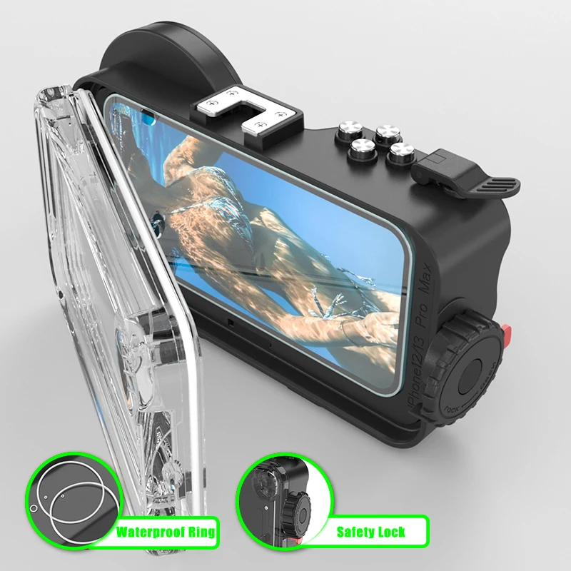 Seafrogs Case For iPhone 11 12 13 Mini Pro Max Underwater Case Waterproof Diving Cover Mobile Phone Housing With Wide-Angle Lens