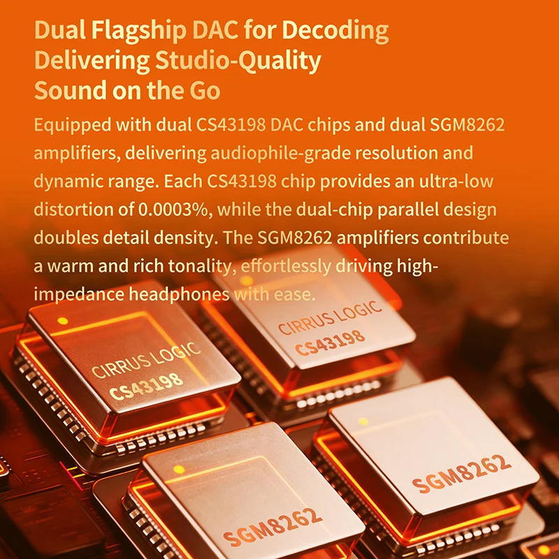 Фото Аудиоадаптер JCALLY Galaxy Sonata Dual CS43198 с чипом DAC/AMP, LCD-экраном и усилителем для наушников, выход Type-C на 3,5 мм + 4,4 мм №3
