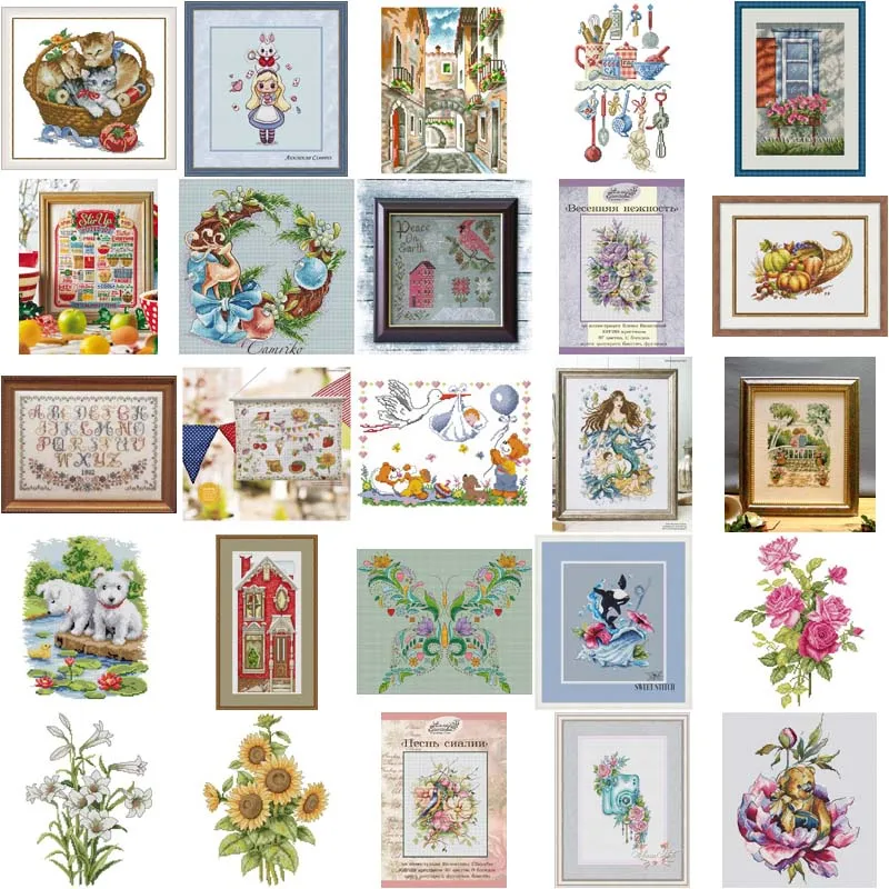 Набор для вышивки кошек и собак Цветочный крест электронный набор рисования