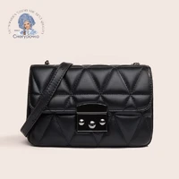 high quality material shoulder bag for women fashion black bag classic luxury design book bag plaid pattern handbag female