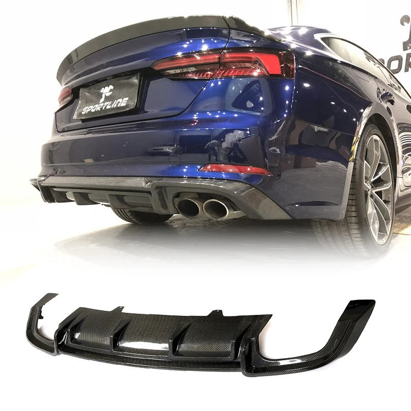 Фото Автомобильный диффузор для заднего бампера, губа для Audi A5 Sline S5 Sport 2D 4D 2017 2018, нестандартный задний диффузор, спойлер из углеродного волокна/FRP №1