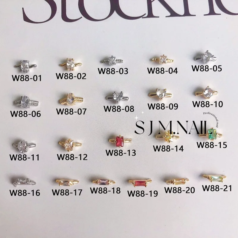 

5Pcs Nail Art Luxury Zircon Designer Charms Quality Diamonds Rings Shaped Multi-Designs Nail Charms Jewelry DIY Nail Accessories