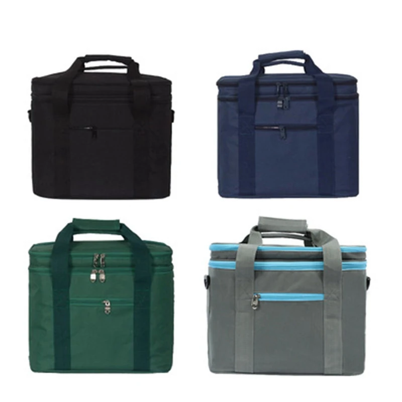 

15L Cooler Bag Insulation Package Thermo Refrigerator Car Ice Pack Picnic Thermal Adjustable Shoulder Strap, Pockets
