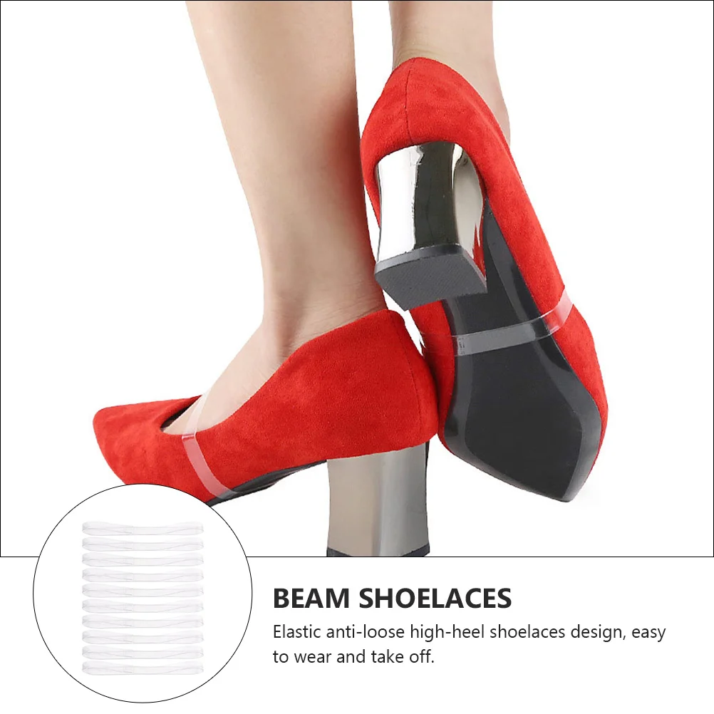 5 Pairs of Fixing Shoes Straps Transparent Shoelaces High-heels Accessories for Women Shoes