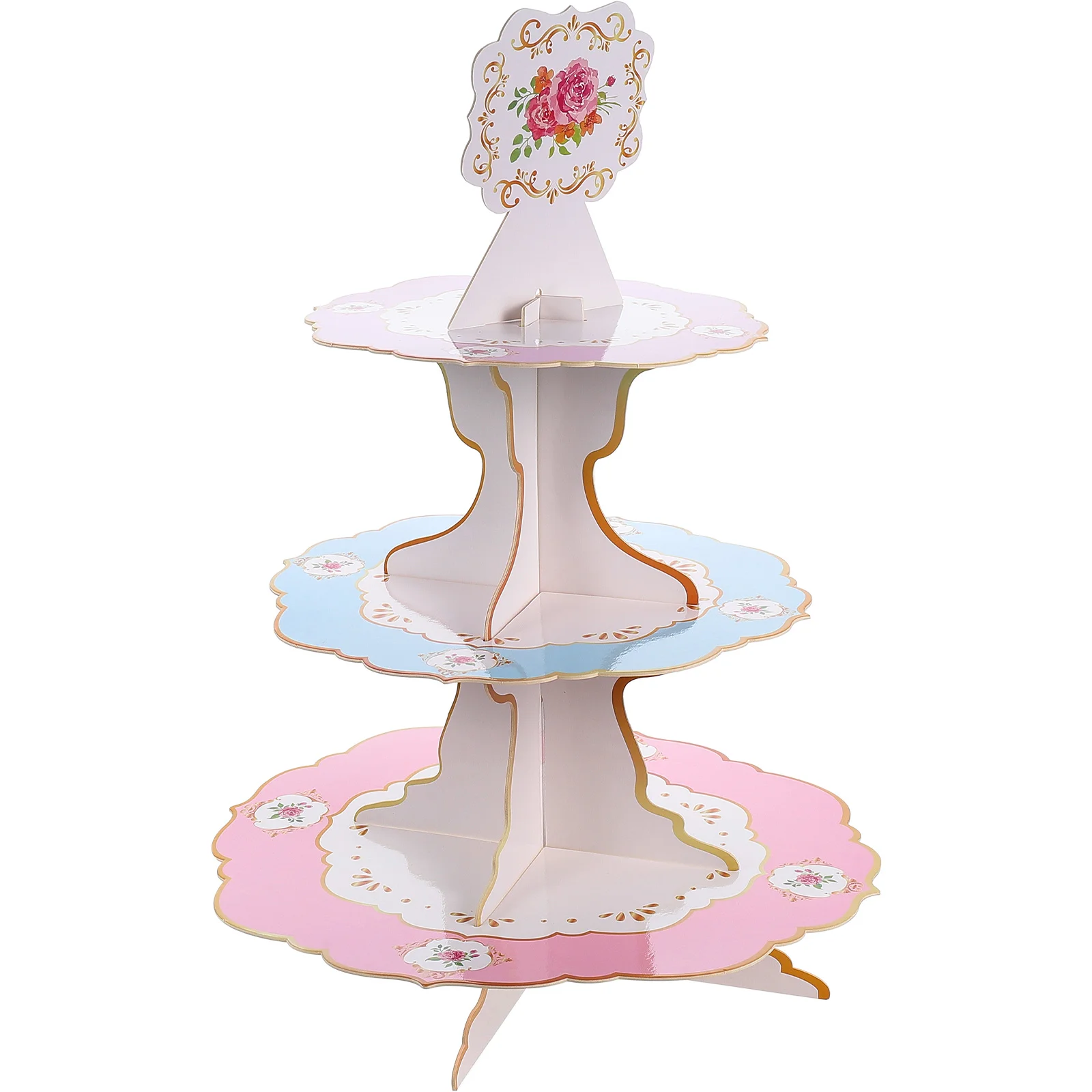 

Stand Cupcake Cake Tray Serving Cardboard Party 3 Tier Wedding Macaron Tower Three Tieredlayer Treeholderbuffet Flower Dessert