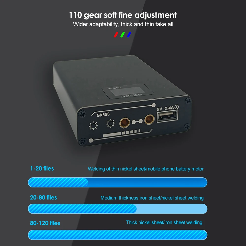

Spot Welder Double Pulse 110 Gears Adjustable Mini Spot Welding Machine For18650 Spot Welding Machine Tool 2.4A Portable Charger