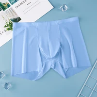 summer ice silk boxers men underwear sexy seamless mens boxer shorts ultra thin breathable knickers convex pouch underpant a50
