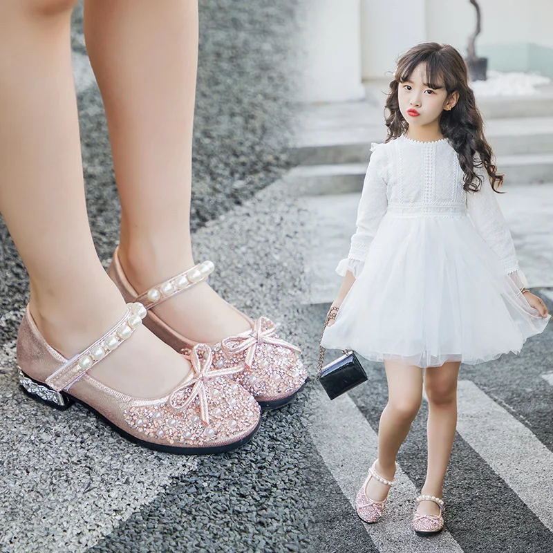 

Spring Girls Shoes Bead Mary Janes Flats Fling Princess Glitter Shoes Baby Dance Shoes Kids Sandals Children Wedding Shoes