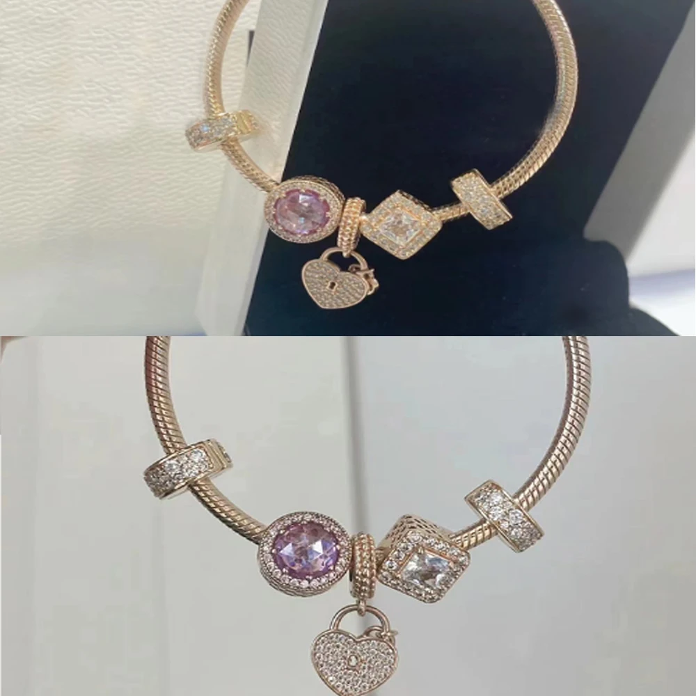 Eternal 925 Sterling Silver Silver&ampGold&ampRose Gold Lock Key Pendant Charm for Pandora Bracelet Classic Best-Selling Jewelry