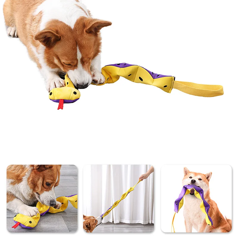 New Fun Pet Toy Snake Shape Corduroy Chew Toy for Dogs Puppy Squeaker Squeaky Plush Dog Toy Pet Training Dog Accessories